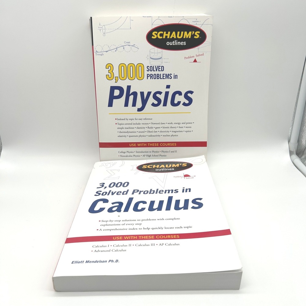 Schaums Outlines 3000 Solved Problems Physics & Calculus Elliott Mendelson Lot 2